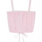 KatieJnyc Willow Top Girls' L Baby Pink Straight Neck Sleeveless Button Closure