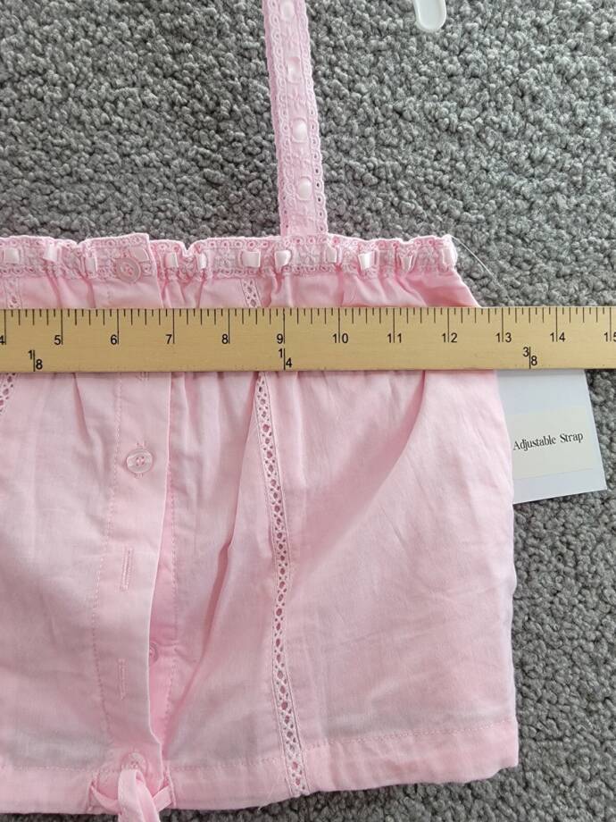 KatieJnyc Willow Top Girls' L Baby Pink Straight Neck Sleeveless Button Closure