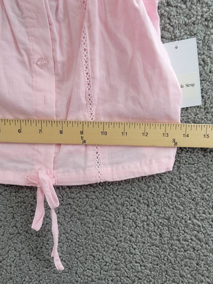 KatieJnyc Willow Top Girls' L Baby Pink Straight Neck Sleeveless Button Closure