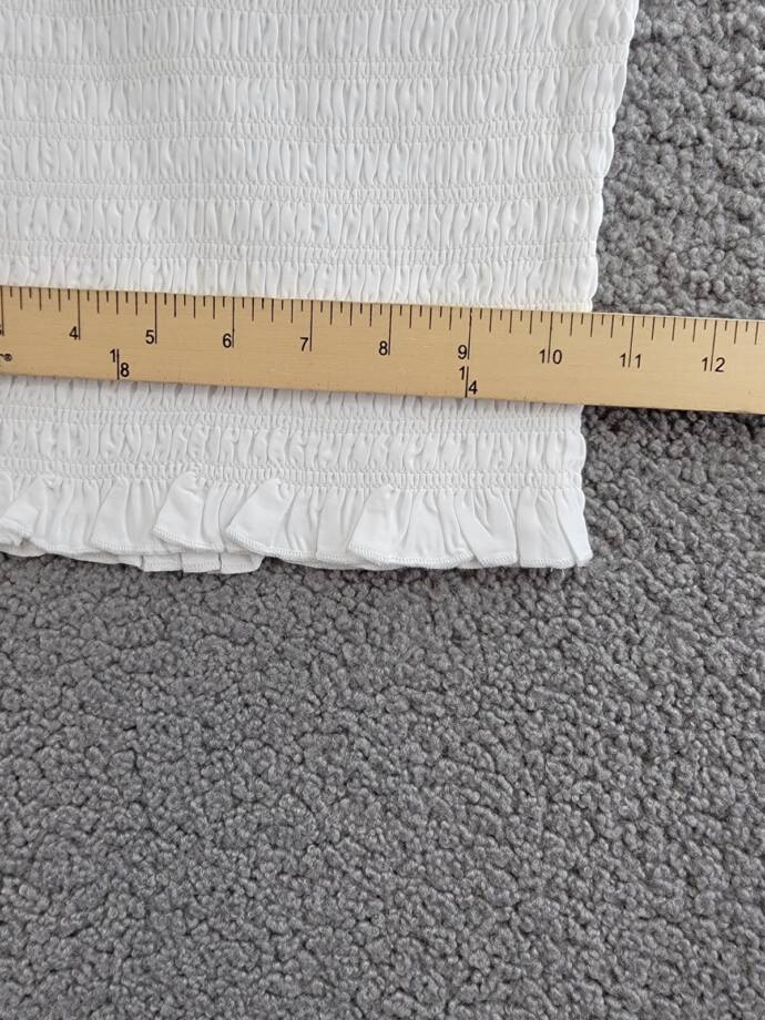 KatieJnyc Joanna Smocked Crop Top Girls L White Solid Square Neck Pullover S/S