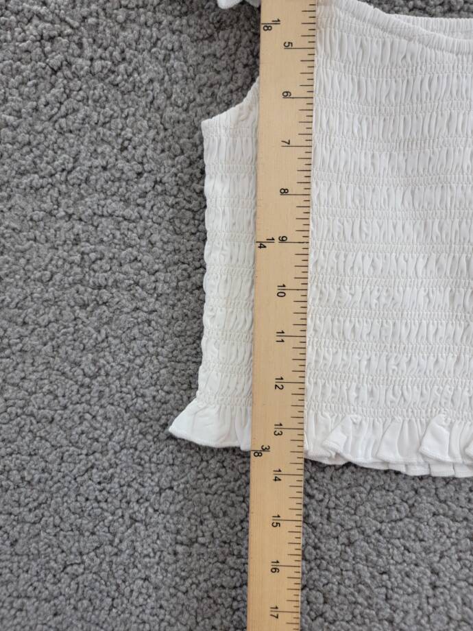 KatieJnyc Joanna Smocked Crop Top Girls L White Solid Square Neck Pullover S/S
