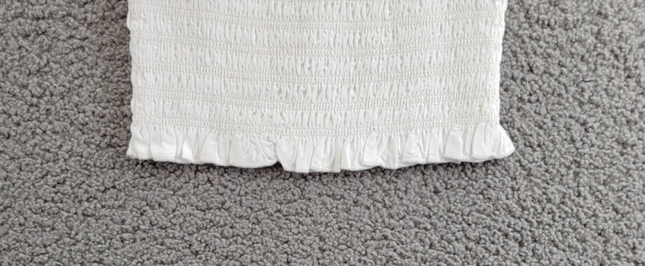KatieJnyc Joanna Smocked Crop Top Girls L White Solid Square Neck Pullover S/S