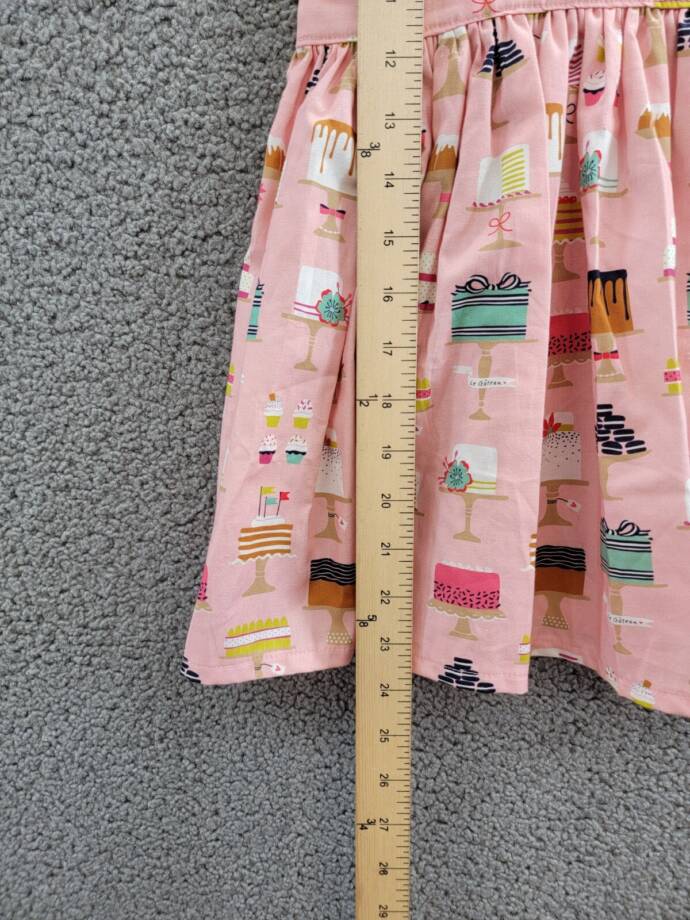 Worthy Threads Cakes Print Pinafore Dress Girl 6Y Pink Multi Sleeveless Pullover