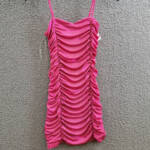 With Jules Ruched Sleeveless Dress Big Girls' XL Bright Pink Back Zip Closure
