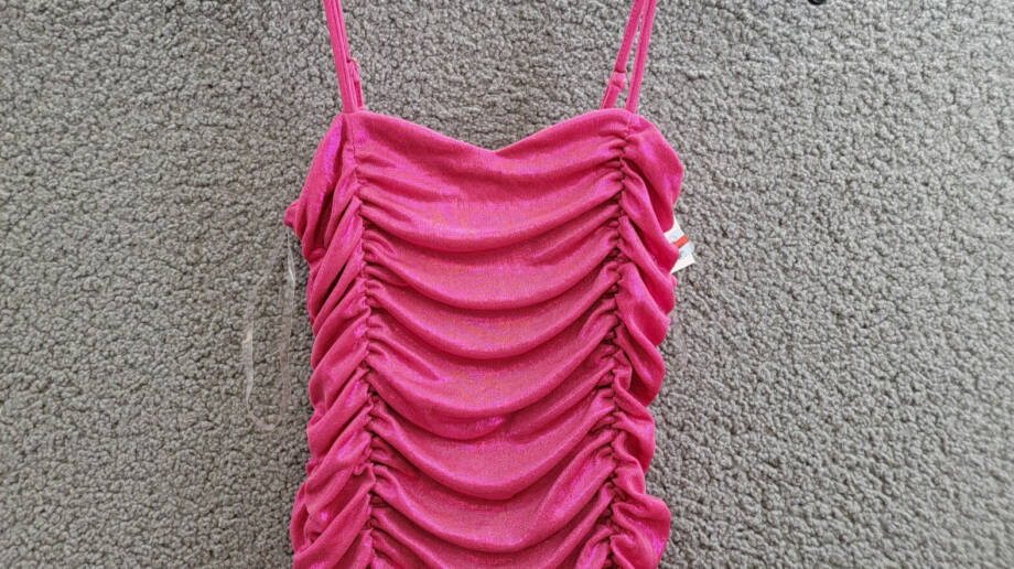 With Jules Ruched Sleeveless Dress Big Girls' XL Bright Pink Back Zip Closure
