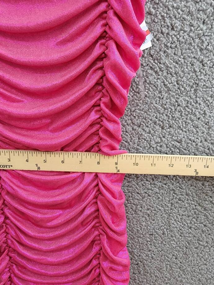 With Jules Ruched Sleeveless Dress Big Girls' XL Bright Pink Back Zip Closure