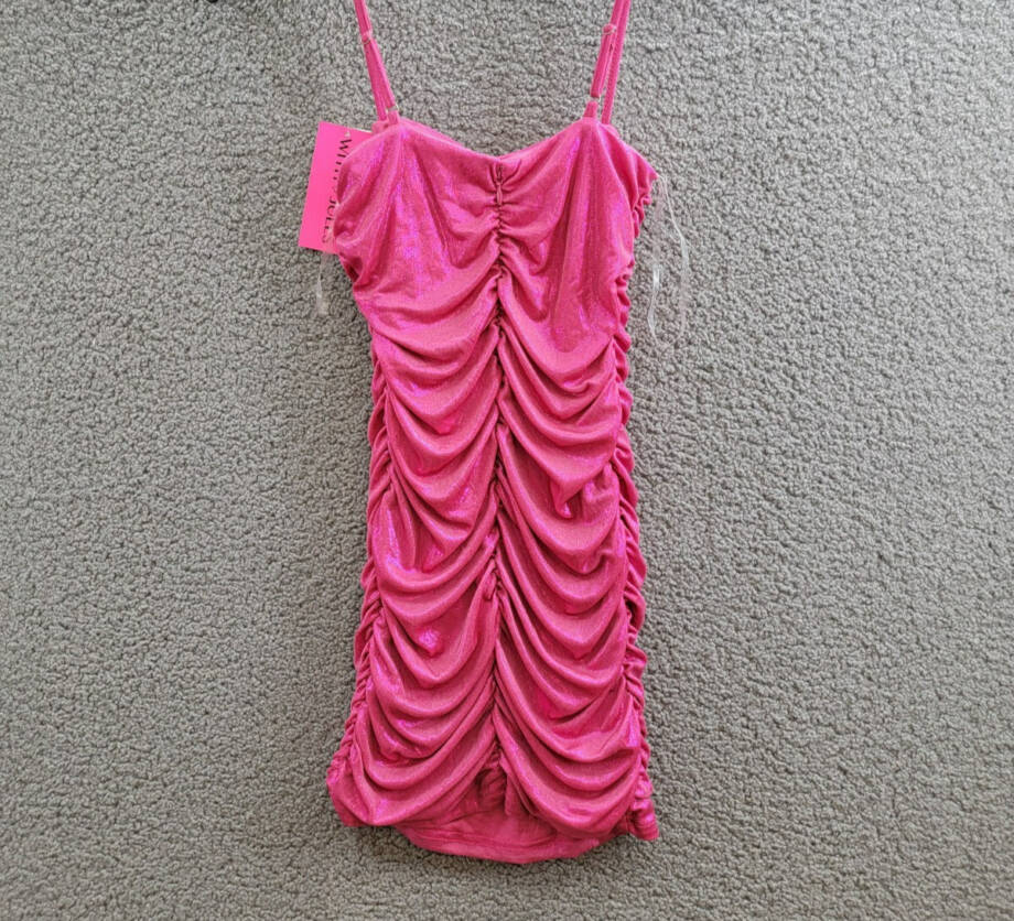 With Jules Ruched Sleeveless Dress Big Girls' XL Bright Pink Back Zip Closure