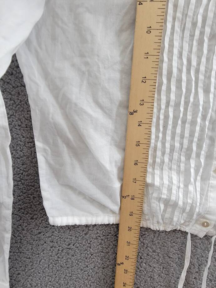 Bella Dahl Pintuck Crop Button Up Shirt Women's M White Solid Drawstring Hem L/S