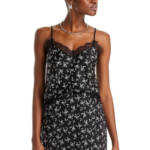 Lucy Paris Donna Lace Trim Camisole Women's XS Black Floral Vneck Pullover Style
