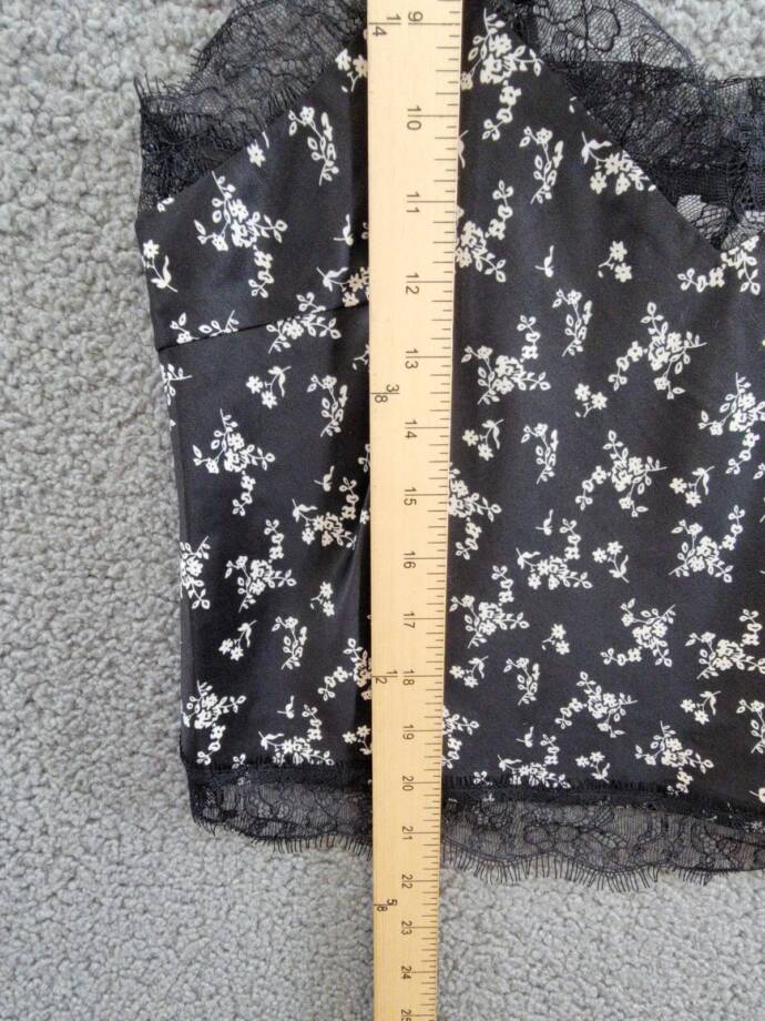 Lucy Paris Donna Lace Trim Camisole Women's XS Black Floral Vneck Pullover Style