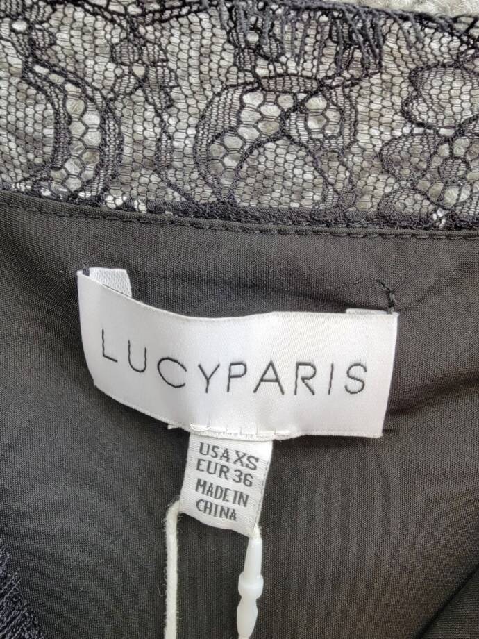 Lucy Paris Donna Lace Trim Camisole Women's XS Black Floral Vneck Pullover Style