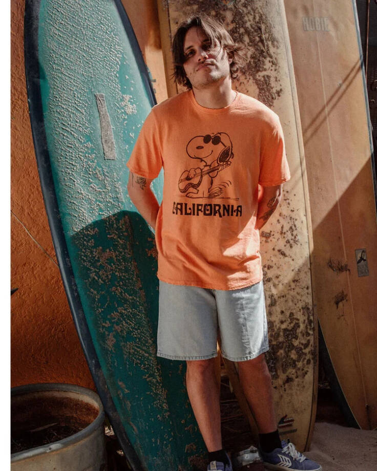 Junk Food Clothing Snoopy California Vintage T-Shirt Men's XL Copper Tan S/S