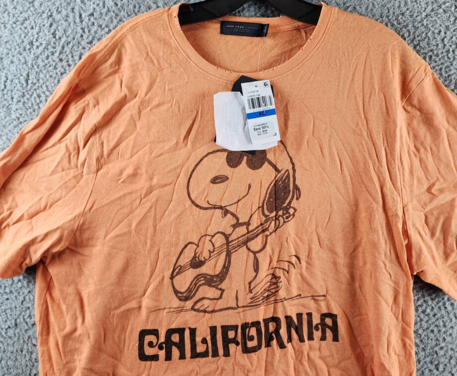 Junk Food Clothing Snoopy California Vintage T-Shirt Men's XL Copper Tan S/S