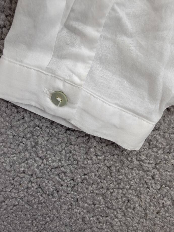Bella Dahl Pintuck Crop Button Up Shirt Women's M White Solid Drawstring Hem L/S