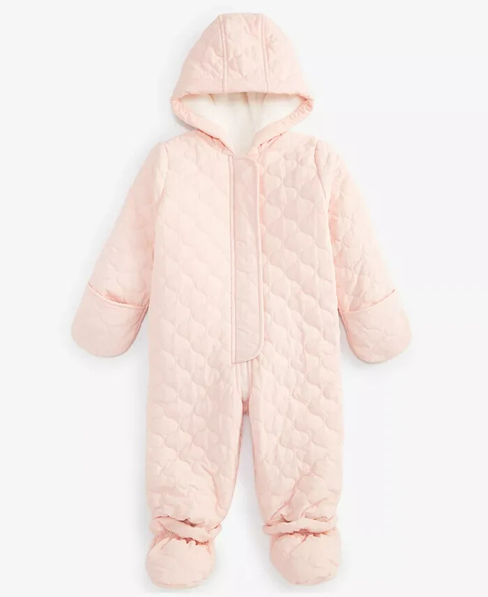 First Impressions Hooded Quilted Footed Snowsuit Baby Girls' 18M Pale Blush L/S