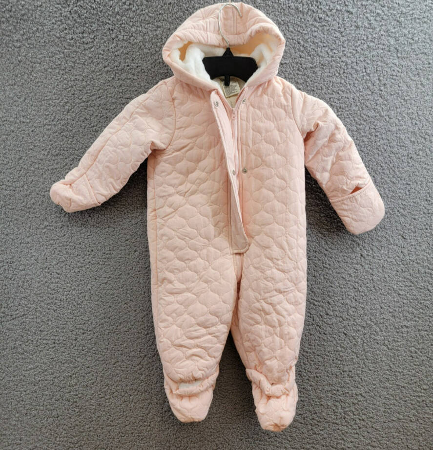 First Impressions Hooded Quilted Footed Snowsuit Baby Girls' 18M Pale Blush L/S