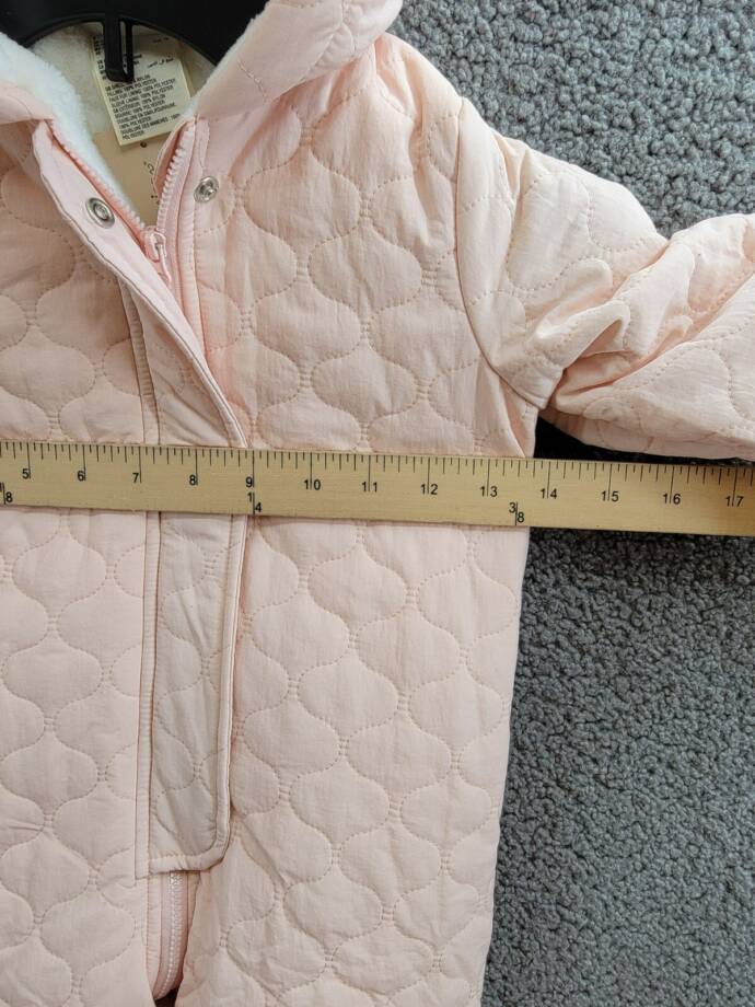 First Impressions Hooded Quilted Footed Snowsuit Baby Girls' 18M Pale Blush L/S