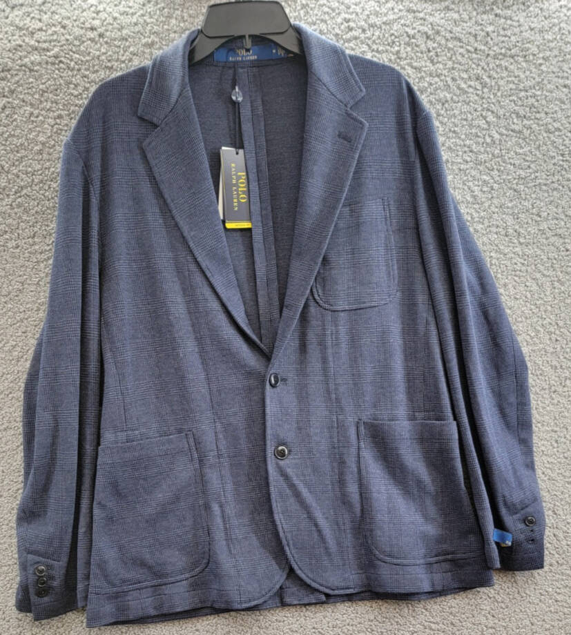 Polo Ralph Lauren Glen Plaid Blazer Mens M Navy Notch Lapels Single Vent Unlined