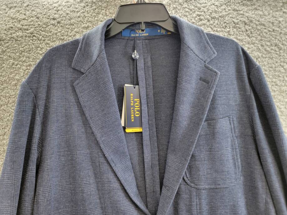 Polo Ralph Lauren Glen Plaid Blazer Mens M Navy Notch Lapels Single Vent Unlined