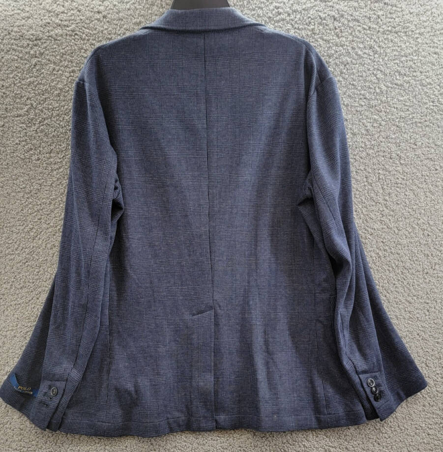 Polo Ralph Lauren Glen Plaid Blazer Mens M Navy Notch Lapels Single Vent Unlined