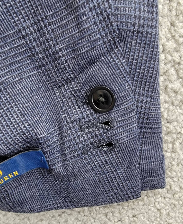 Polo Ralph Lauren Glen Plaid Blazer Mens M Navy Notch Lapels Single Vent Unlined
