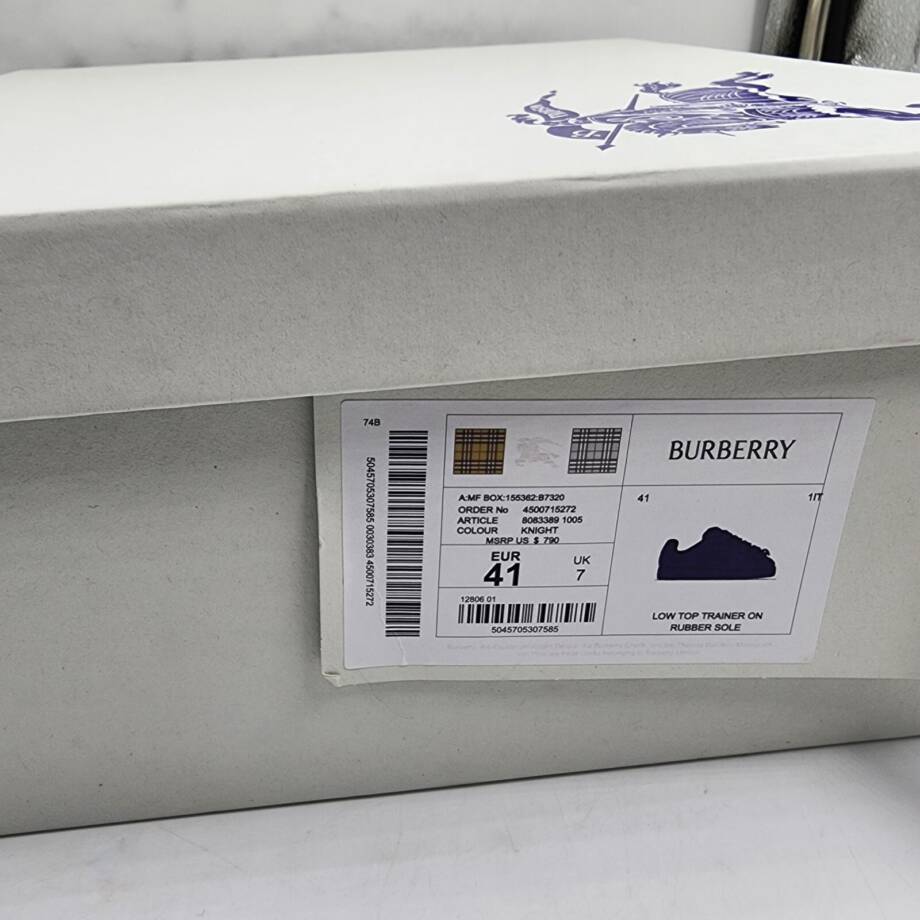 Burberry Leather Box Low-Top Sneakers Men's 41/8 US Knight Round Toe Lace Up