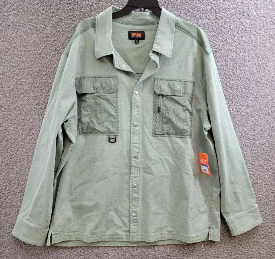 BASS OUTDOOR Relaxed Fit Worker Shirt Jacket Men's XL Lily Pad Point Collar L/S