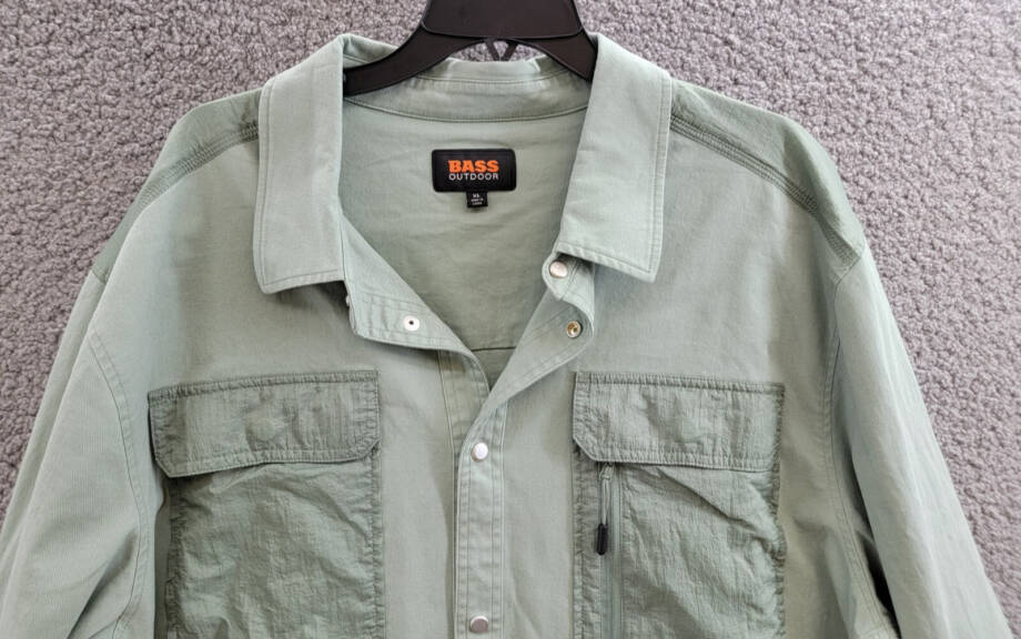 BASS OUTDOOR Relaxed Fit Worker Shirt Jacket Men's XL Lily Pad Point Collar L/S