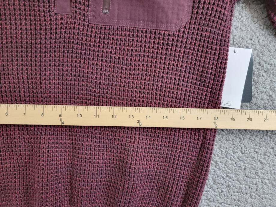BASS OUTDOOR Quarter-Zip Long Sleeve Pullover Patch Sweater Men's S Fudge Ribbed