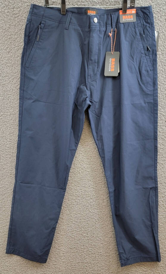 BASS OUTDOOR Slim-Straight Fit Traveler Pants Men's 38 Navy Blazer Zip & Button
