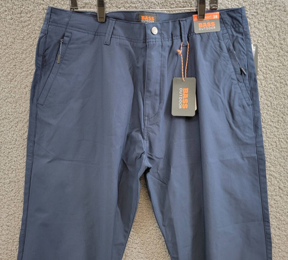 BASS OUTDOOR Slim-Straight Fit Traveler Pants Men's 38 Navy Blazer Zip & Button