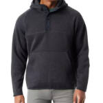 BASS OUTDOOR Regular-Fit Mixed-Media 1/4-Snap Hoodie Men's M Black Beauty L/S