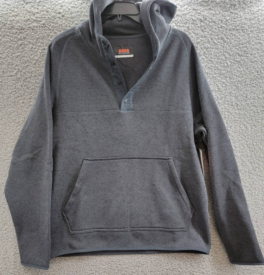 BASS OUTDOOR Regular-Fit Mixed-Media 1/4-Snap Hoodie Men's M Black Beauty L/S
