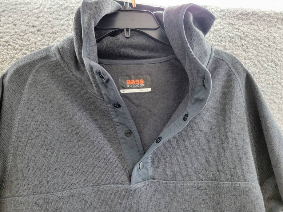 BASS OUTDOOR Regular-Fit Mixed-Media 1/4-Snap Hoodie Men's M Black Beauty L/S