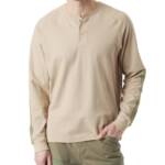 BASS OUTDOOR Hiker Henley Long-Sleeve Thermal Top Mens S Trench Coat Ribbed Cuff
