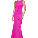 Eliza J Drape Pleated Gown Women's 14 Fuchsia Sleeveless Back Zip Closure