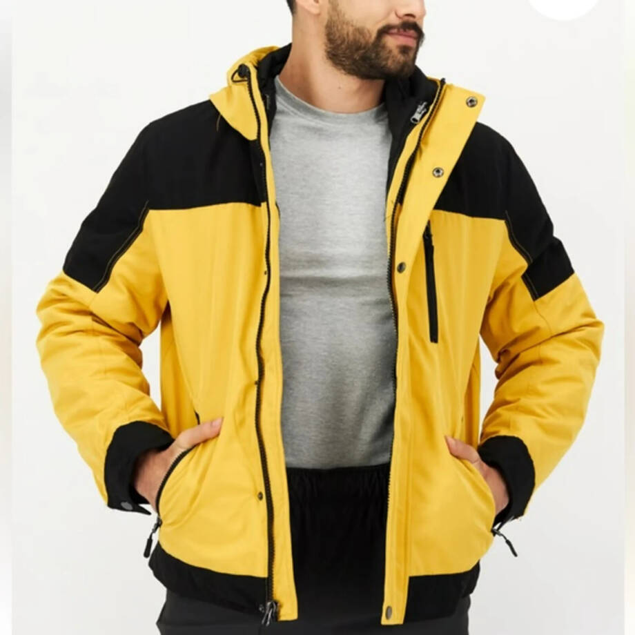 Club Room 3-in-1 All Weather Hooded Jacket Men's XL Yellow Snap Zip Closure L/S