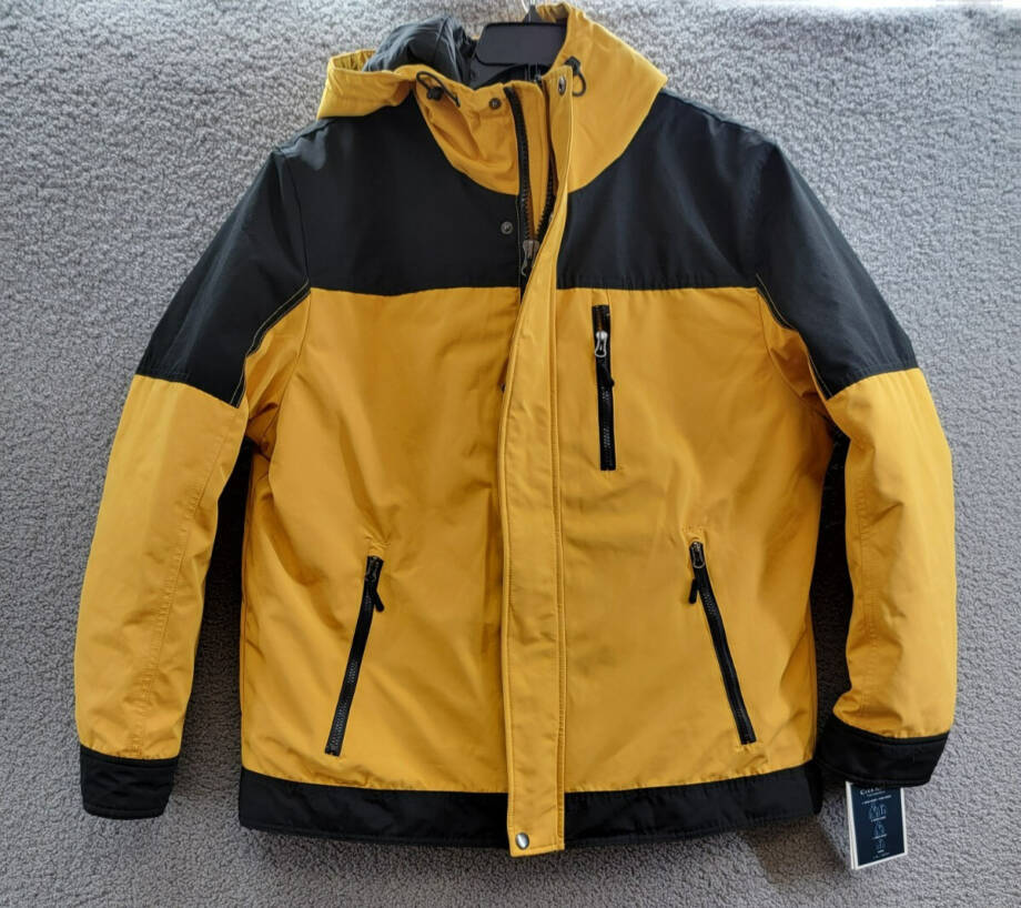 Club Room 3-in-1 All Weather Hooded Jacket Men's XL Yellow Snap Zip Closure L/S