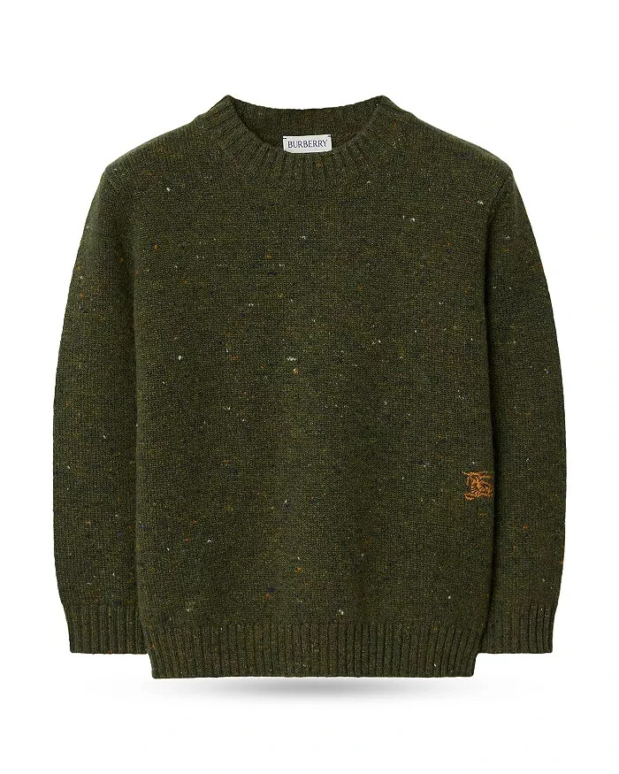 Burberry Wool Cashmere Blend Sweater Boys 6Y Loden Crewneck Long Sleeve Pullover