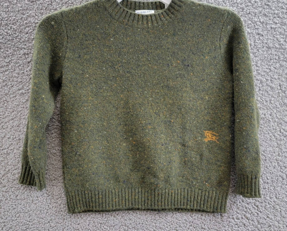 Burberry Wool Cashmere Blend Sweater Boys 6Y Loden Crewneck Long Sleeve Pullover