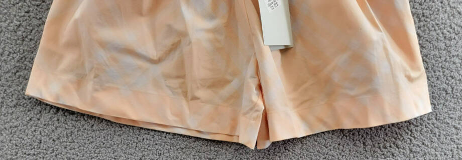 Burberry Marcy Check Shorts Big Girls 14Y Pastel Peach Elastic Waist Pull On