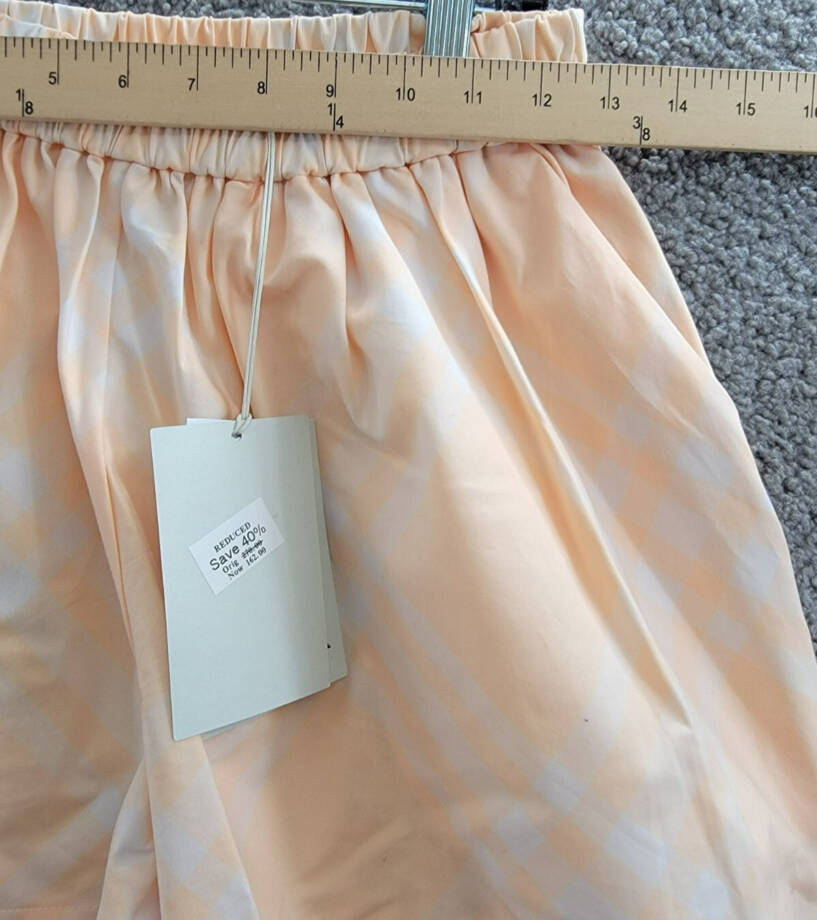 Burberry Marcy Check Shorts Big Girls 14Y Pastel Peach Elastic Waist Pull On