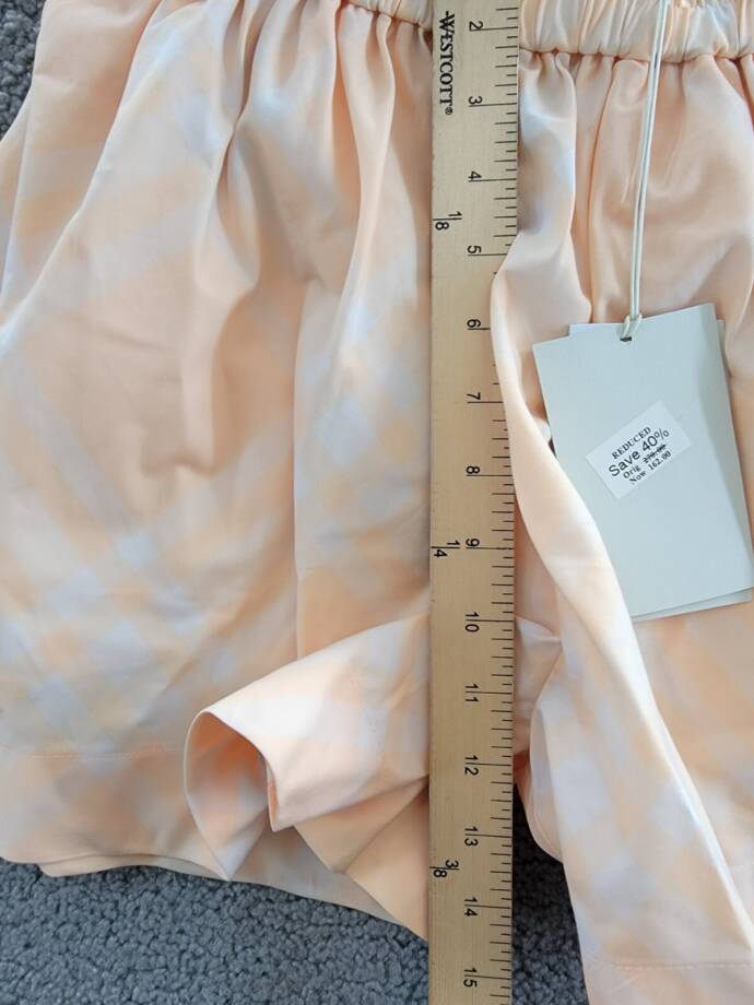 Burberry Marcy Check Shorts Big Girls 14Y Pastel Peach Elastic Waist Pull On