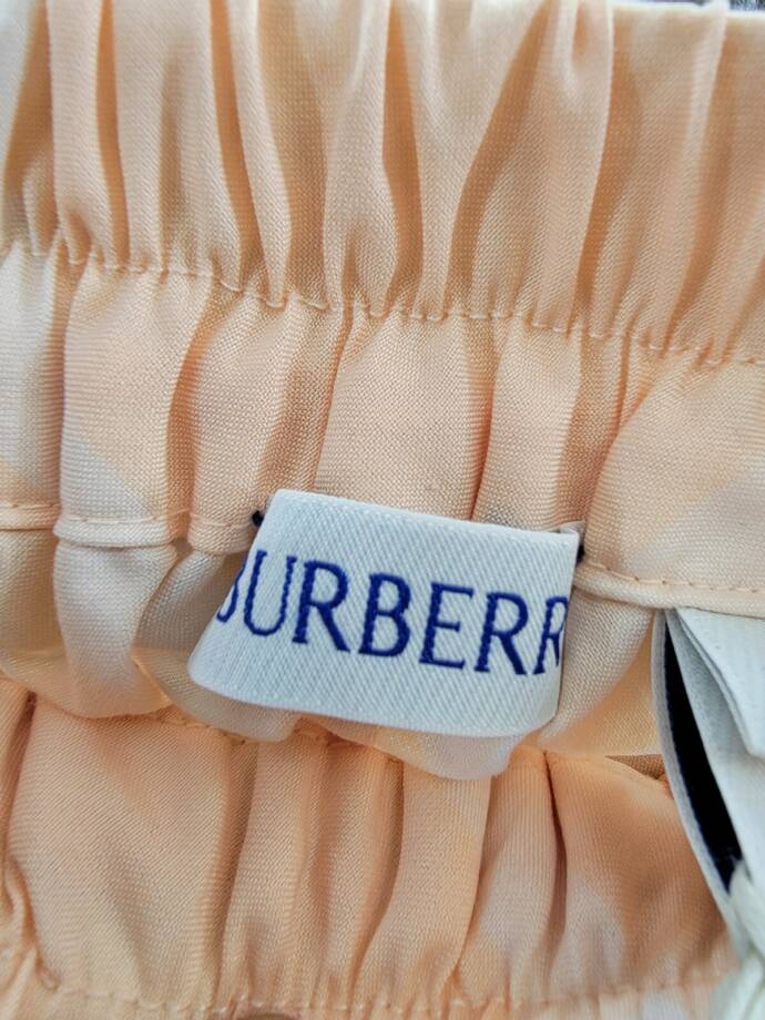 Burberry Marcy Check Shorts Big Girls 14Y Pastel Peach Elastic Waist Pull On