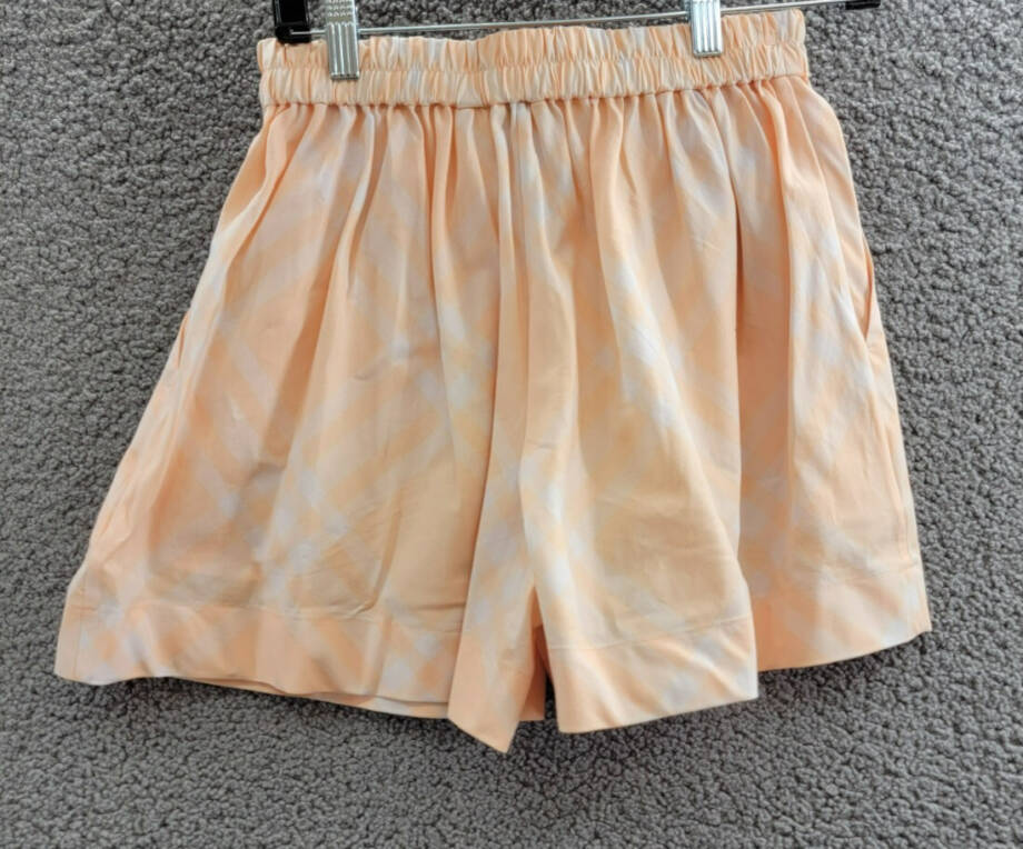 Burberry Marcy Check Shorts Big Girls 14Y Pastel Peach Elastic Waist Pull On