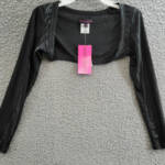 With Jules Open Front Cropped Shrug Big Girls' M Black Solid Long Sleeve Pull On