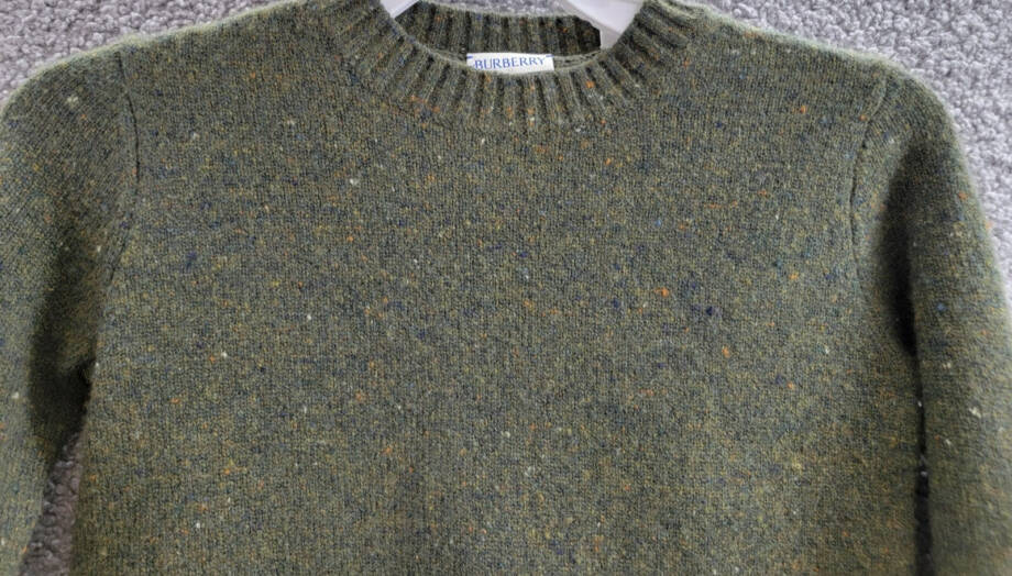 Burberry Wool Cashmere Blend Sweater Boys 6Y Loden Crewneck Long Sleeve Pullover