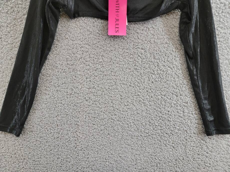With Jules Open Front Cropped Shrug Big Girls' M Black Solid Long Sleeve Pull On