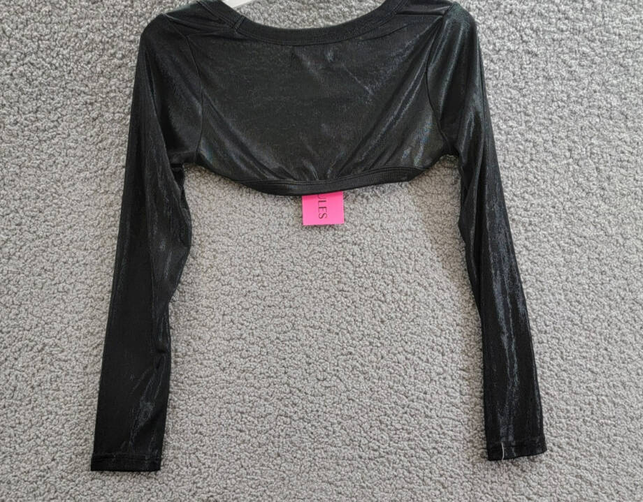 With Jules Open Front Cropped Shrug Big Girls' M Black Solid Long Sleeve Pull On