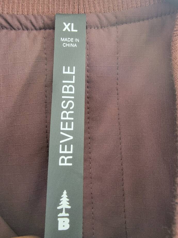BASS OUTDOOR Reversible Zip Front Liner Jacket Men's XL Rum Raisin Long Sleeve
